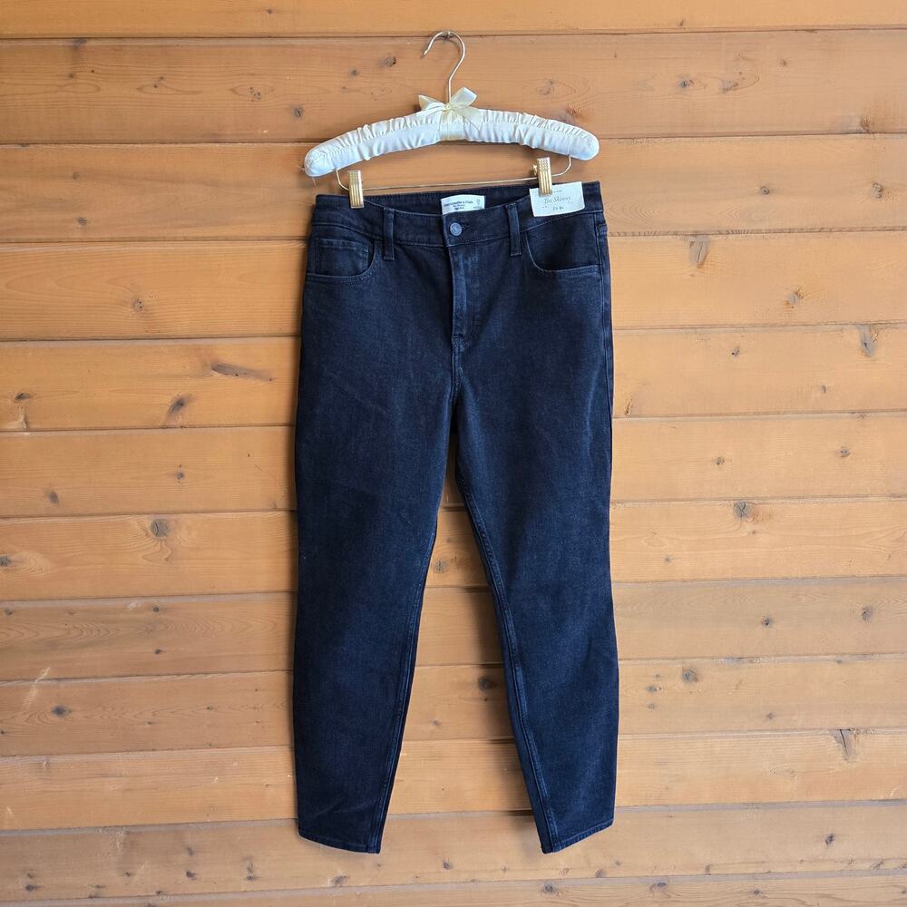 Abercrombie & Fitch The Skinny High Rise Jean NWT 29/8 Black Denim Y2K 90's - Picture 2 of 4